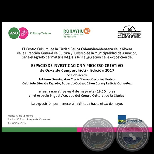 Espacio de Investigación y Proceso Creativo de Osvaldo Camperchioli - Edición 2017 - Jueves, 4 de Mayo de 2017